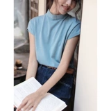 红念 Осенний трикотажный свитер, летняя модная базовая приятная телу футболка, короткий рукав, в западном стиле, изысканный стиль