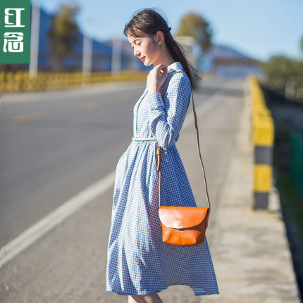 红念棉麻衬衫连衣裙女中长款2018新款女装春