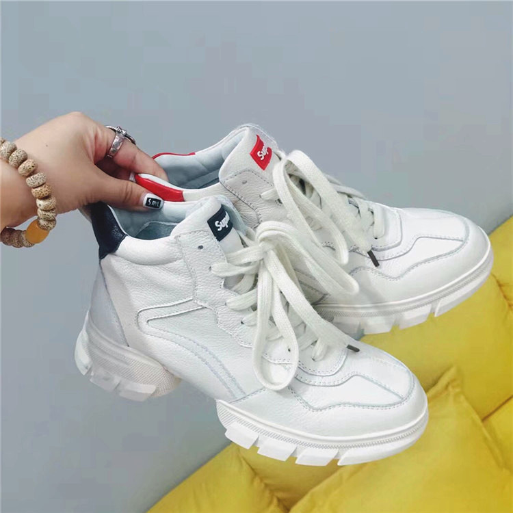 Tide dày đáy dây da cao giúp giày đơn nữ 2018 mùa thu mới giày thể thao hoang dã thoải mái giày sneaker nữ hot trend 2021