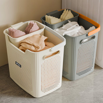 Dirty Clothes Basket for Home Use, Multi-Layered, Divided Dirty Clothes Bin, Large Dirty Clothes Basket for Underwear, Bathroom, and Storage