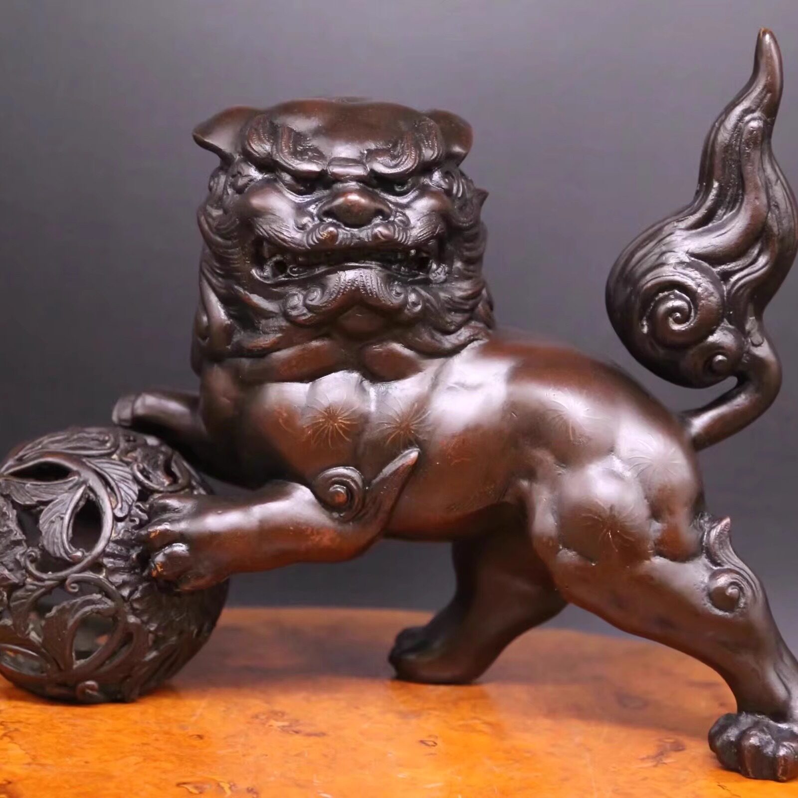 Yahoo!オークション - 時代金工唐銅製 唐獅子牡丹 置物⁄彫刻家 照雲