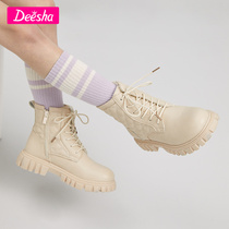 Desa girl shoes 2021 Winter new middle and big children Princess tube shoes children plus velvet Martin boots