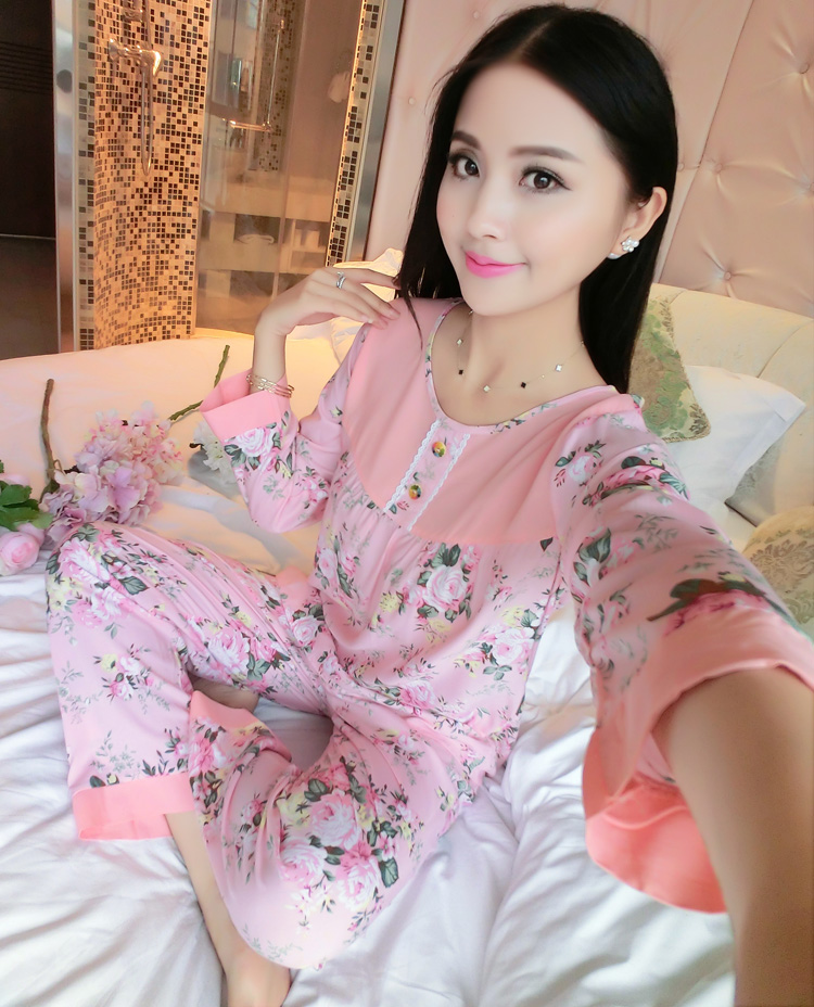 Bông lụa đồ ngủ nữ dài tay cotton cardigan phần mỏng mùa xuân và mùa thu mùa hè nhân tạo cotton phù hợp với dịch vụ nhà tháng quần áo