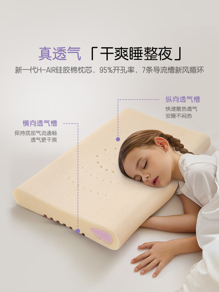 Luolai Official Children's Pillow, Breathing Pillow, Breathable Student Pillow, Baby Silicone Pillow Core, Cervical Spine Protection, Sleep Aid, Pair