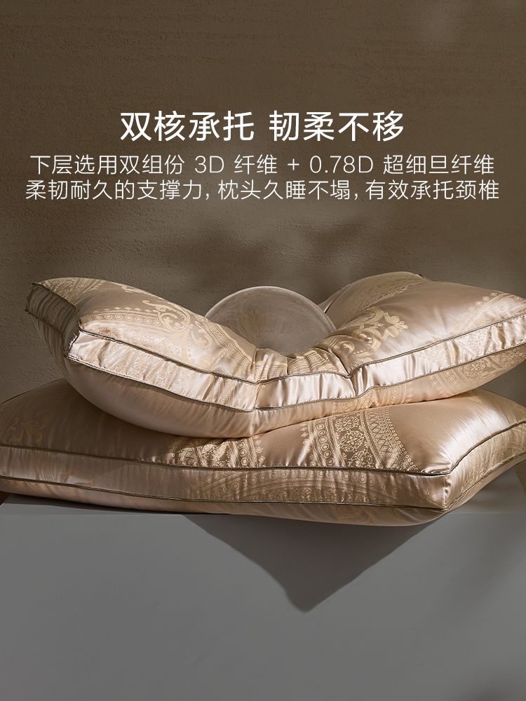 Luolai Home Textile Pillow Core Jacquard Tianshan Snow Goose 95% White Goose down Antibacterial Seven-Star Pillow Student Dormitory Single Pack