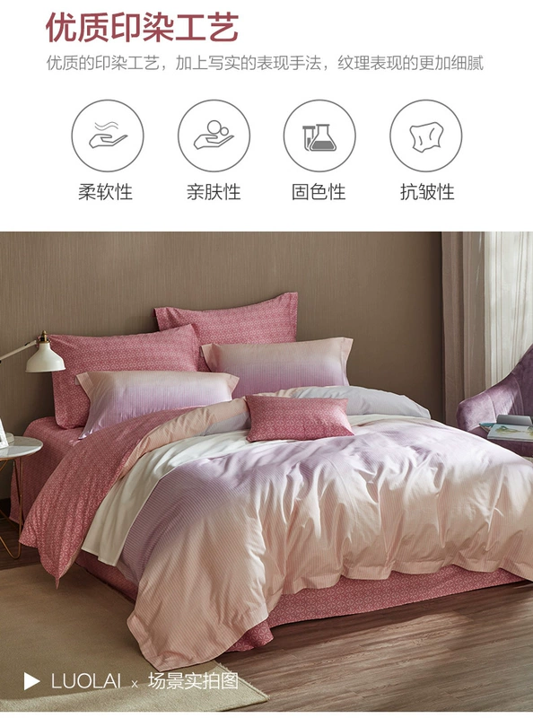 Carolina dệt bông chăn bằng vải cotton Suite 1.5 / 1.8 m gia đình bốn thời trang đơn giản - Bộ đồ giường bốn mảnh