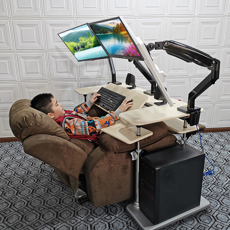 Electric race chair desktop computer desk home folding lift table lazy person table simple computer desk mobile lifting bracket