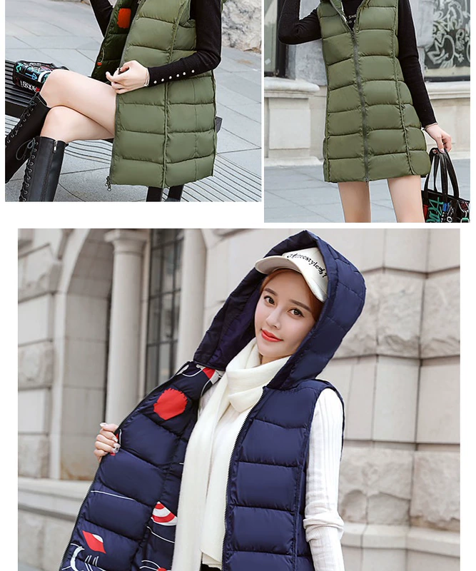 Áo vest nữ mùa thu đông 2018 mới trong phần dài của phiên bản Hàn Quốc của học sinh xuống vai áo vest cotton mặc áo khoác không tay