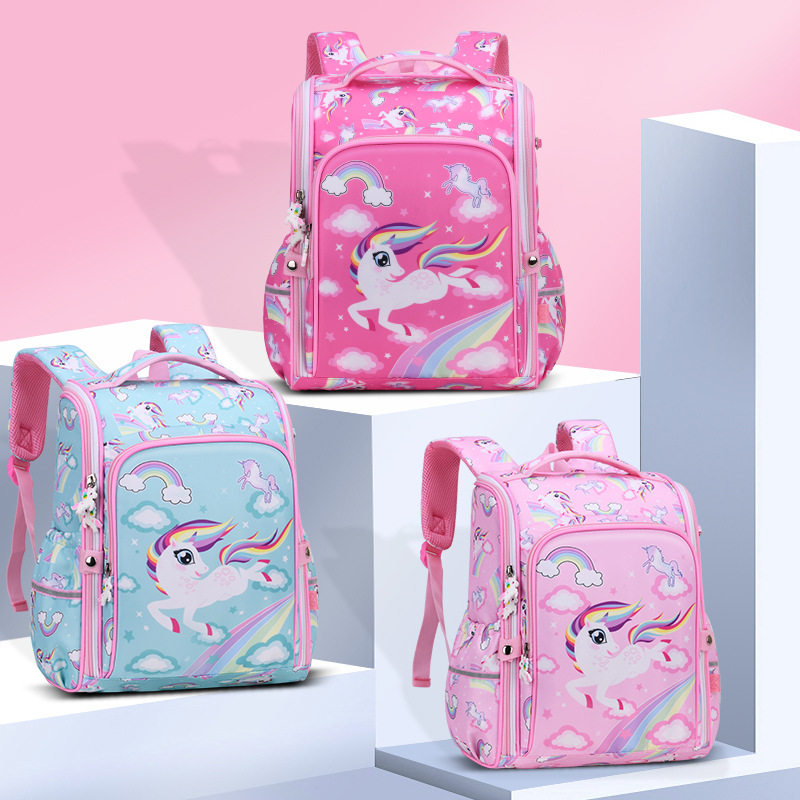 Unicorn Pupils' One-piece Space Schoolbag, Grade 123 to Grade 6 Girls Child Crest Relief Super Light