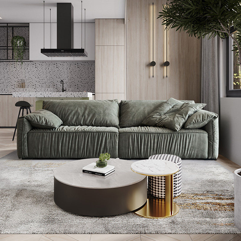 About Mengqian Young Luxury Technology Fabric Sofa Modern Simple Log Living Room Double Nordic Combination Down Sofa