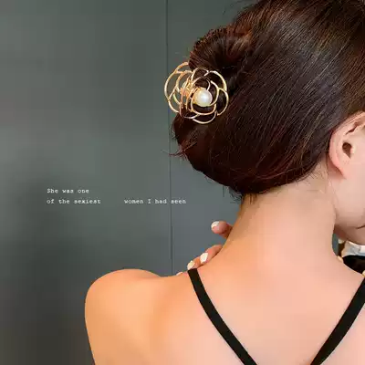 Hollow Rose head grab clip female summer hair clip Net red 2021 new size clip shark clip