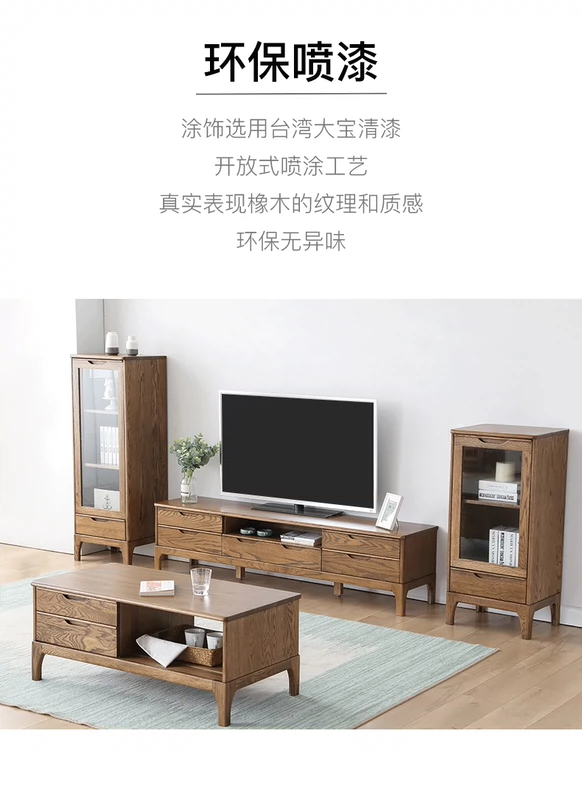 Original gốc Su Chiến tất cả rắn bàn cà phê gỗ Walnut đồ nội thất phòng khách dưới bàn gỗ sồi cà phê một vài trà Bốn ngăn kéo - Bàn trà