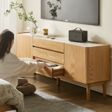 原始原素 Шкаф под телевизор из цельного дерева, современный дуб, для маленькой квартиры, гостиной, для хранения телевизора, высокий шкаф L7081