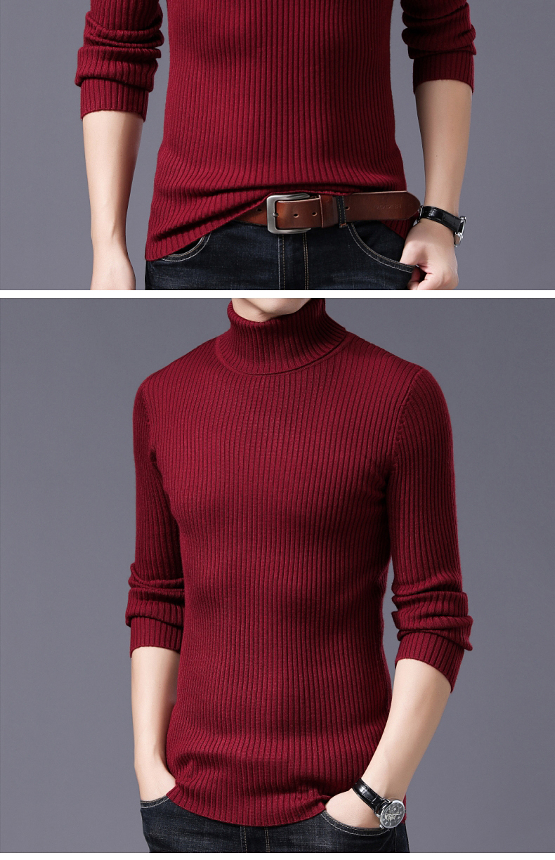 Áo len cổ lọ cao cổ nam cực thu đông Hàn Quốc phiên bản Hàn Quốc của áo len dày áo len mỏng Slim áo co giãn áo polo