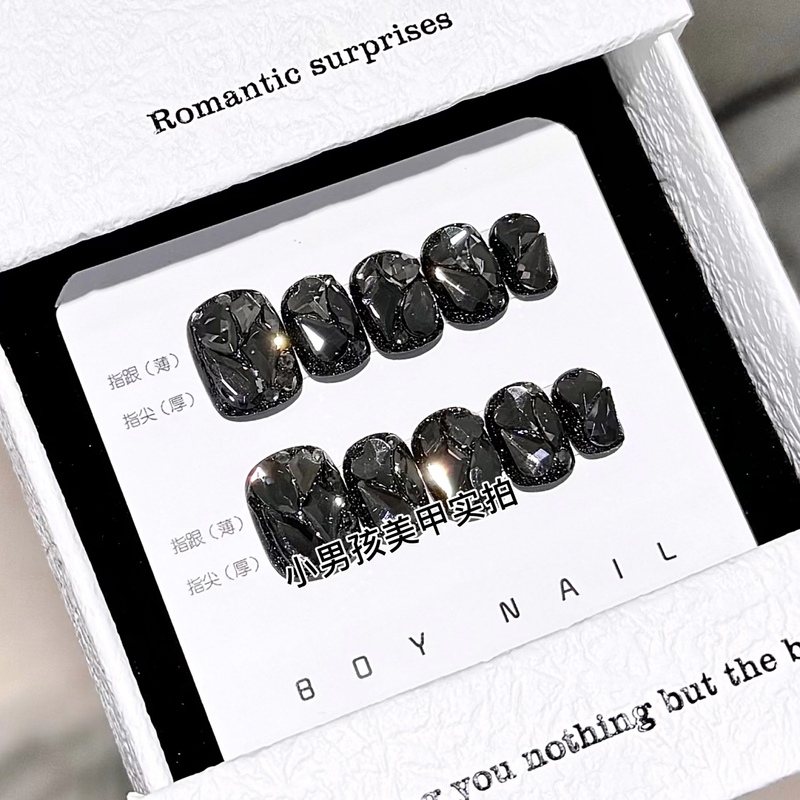 Dark Full-Diamond Little Boy Nail Art Cool Girl Hot Girl Handmade Wearable Nail Patches