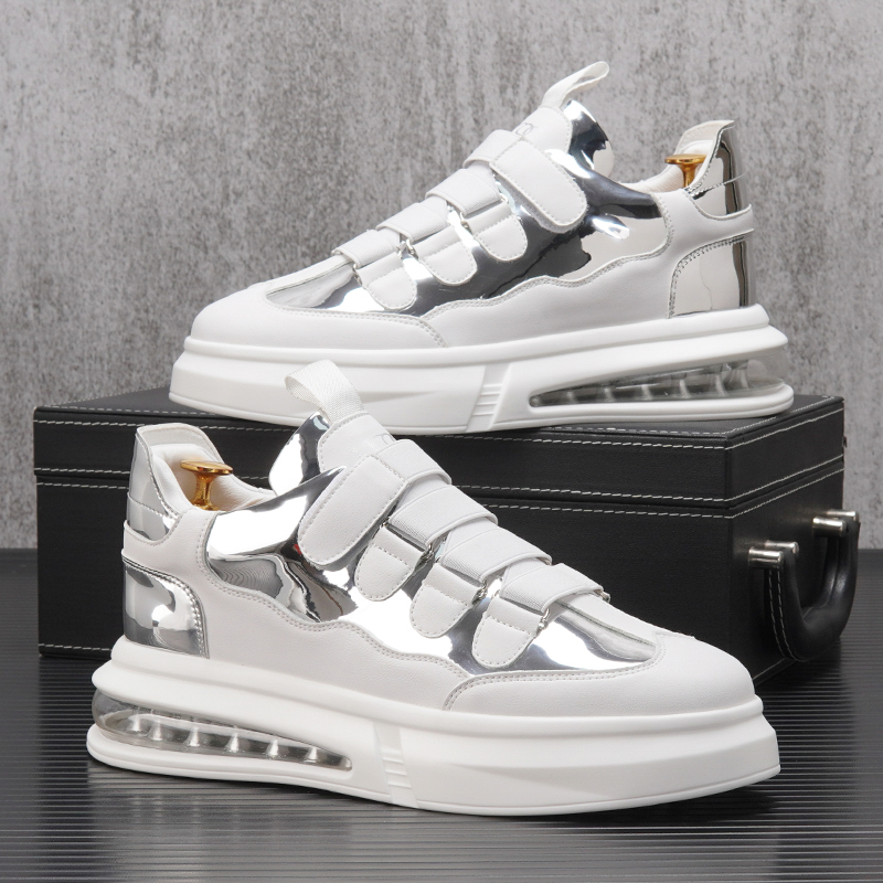 Boomer men's air cushion shoes 2022 spring new interior heightening sneakers Korean version 100 hitch mid-cylinder thick bottom old daddy shoes