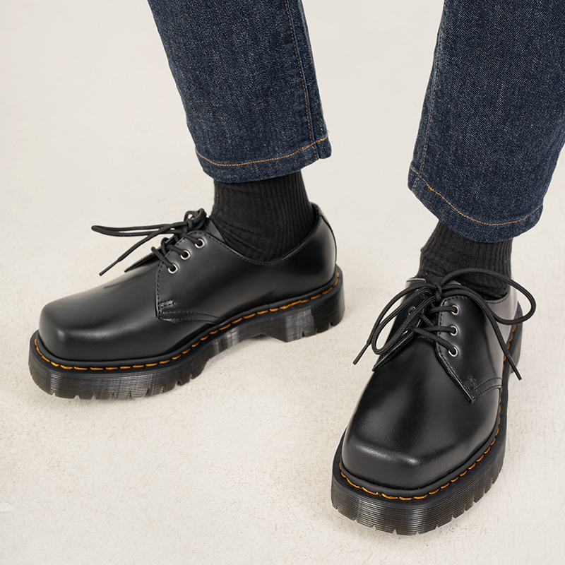 Pioneer Wings Square-Toe Derby Shoes for Women 1461Bex Height-Increasing 3-Hole Low-Top Martin Boots Thick-Soled Big-Toe Shoes for Men