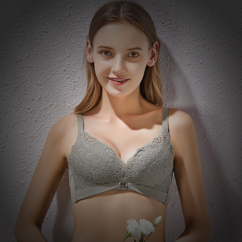 Thin Top, Thick Bottom Bra for Women, No Underwire, Small Chest, Push-Up, Adjustable Bra, Crochet Lace Bra, Sexy Deep V Bra