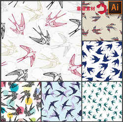 Swallows flying birds bird clothing wallpaper print pattern vector design material