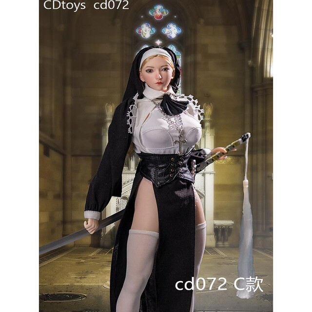 In Stock Cdtoys Cd072 1/6 Female Soldier Doll Halloween Nun Disguise Uniform Nun Cosplay Costume