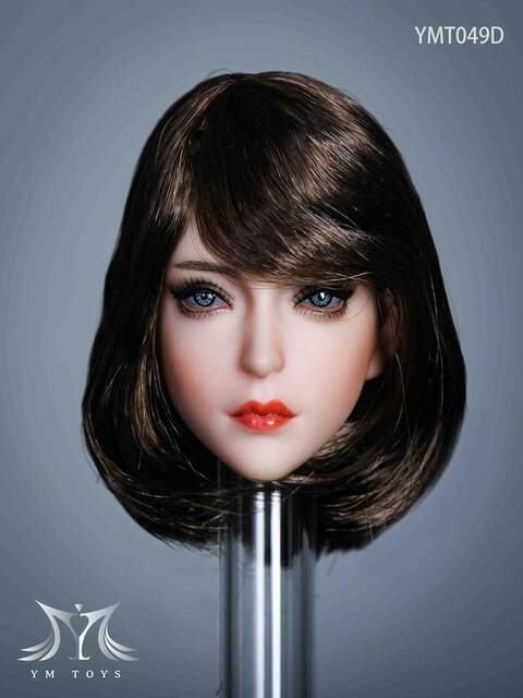 In Stock Ymtoys 1/6 Scale Action Figure Hair Transplant Beauty Head Sculpt Orange Ymt049 Suitable for Pairing with Plastic Female Body