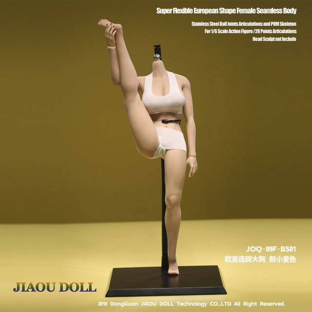 1/6 Joq-09F Rubber-Coated European and American Style with Feet, Large Breasts, Laxu Body, Female Soldier Doll, Headless with Body Makeup, in Stock