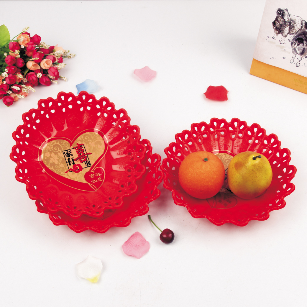Weizhen Department Store Plastic festive plate red wedding wedding banquet dried fruit fruit plate candy plate dowry plate
