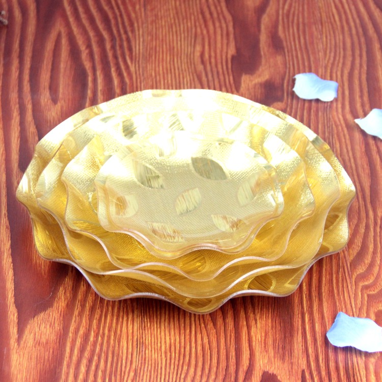 Weizhen Special Wholesale Acrylic Gold Silk Fruit Plate Bar KTV Golden Snack Dish Fruit Dried Fruit Candy Melon Plate