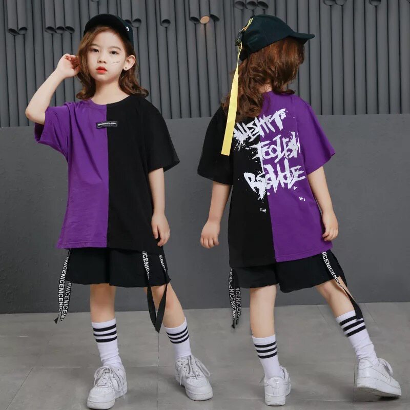 Caesar Show Chauchio 6 1 Children's street dance display clothes CUHK Tong Hiphop Play Out Boomers T-shirt Half Sleeve T