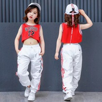 June 1 childrens jazz dance clothes Girls big children Korean modern dance hip-hop performance costume navel cheerleading uniform