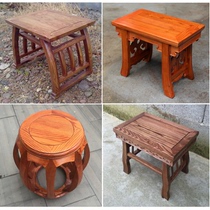 Solid wood log square stool round drum stool home long square shoe stool childrens low stool childrens chair hard board fishing stool