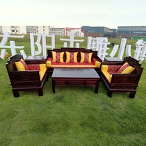 Log sofa coffee table small table combination set home living room simple modern office size New Chinese style