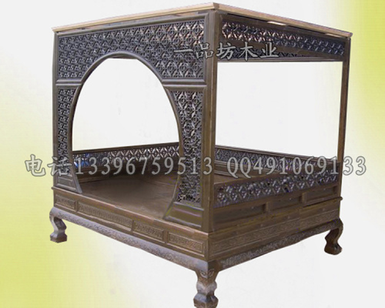 giường tán đồng giường gỗ chạm khắc đôi hôn nhân Banchuang Trung Quốc Ming và Qing đồ cổ elm retro - Giường giường tầng sắt giá rẻ