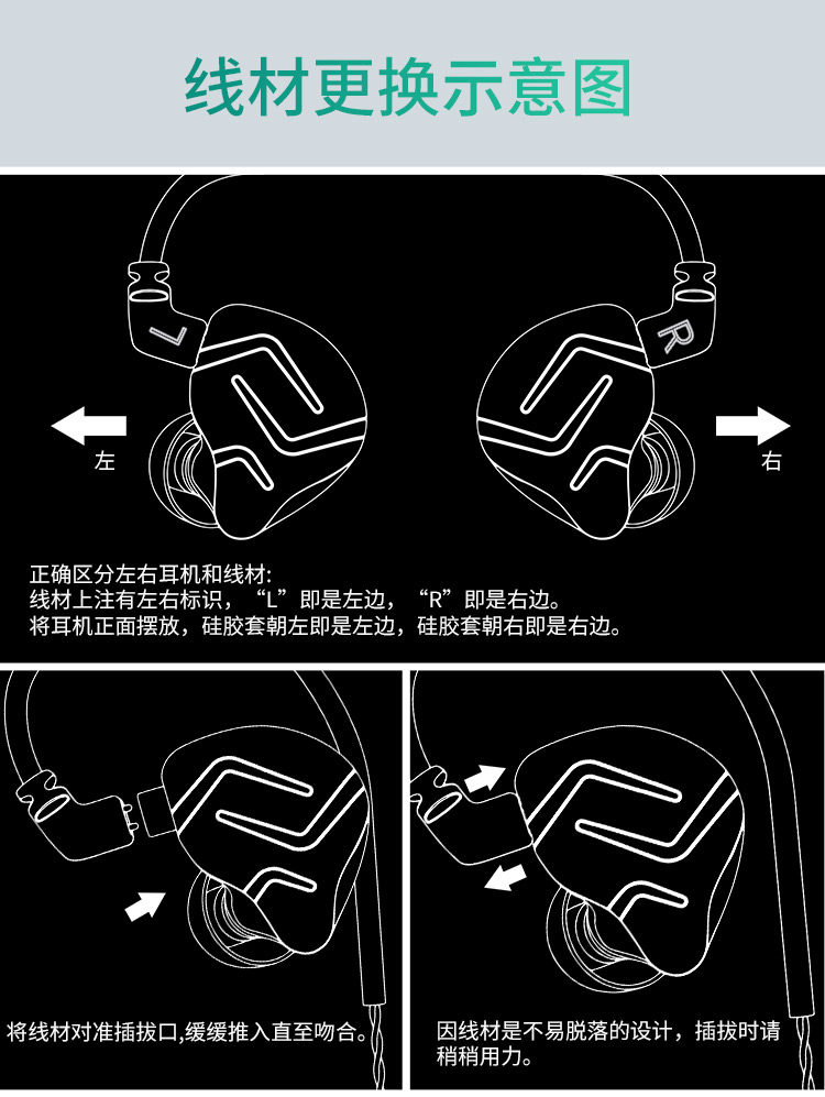 Проводные HiFi наушники kz zes静电耳机有线入耳式hifi高音质diy高解析监听手机线控通用
