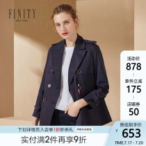 FINITY womens autumn and winter new double-breasted windbreaker simple loose fashion thin lapel short jacket women