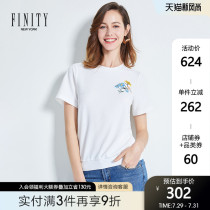 FINITY2021 short-sleeved T-shirt womens summer new loose embroidery fashion wild temperament white T-shirt women