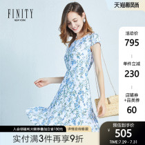 FINITY2020 womens new simple fashion fresh light elegant ruffle summer printed dress