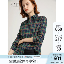 FINITY2021 spring womens new plaid shirt design sense niche professional long-sleeved top Western style jacket