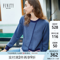 FINITY womens irregular sweater new womens autumn and winter clothes loose long-sleeved round neck pullover false two-piece top women