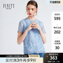 FINITY short-sleeved top womens 2020 spring and summer new loose temperament cover belly simple fashion lace shirt