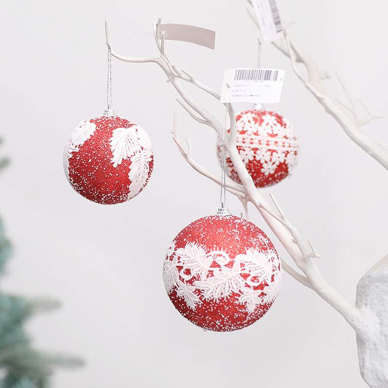 8CM Christmas ball Christmas Tree ornament Exquisite Christmas Tree pendant Red printed Christmas Ball Christmas charm