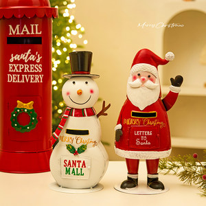 Christmas Decorations Wrought Iron Santa Claus Snowman Ornaments Christmas Mailbox Holiday Scene Arrangement Photo Props