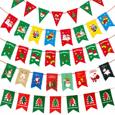 Christmas event shopping mall decoration decoration hanging flag decoration flag shop decoration paper pull flower facade layout