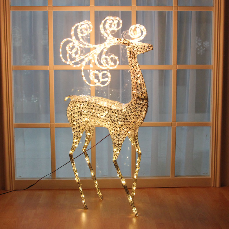 Lang Sen 150cm Christmas Deer decoration 1 5 meters luminous Christmas Elk Silver Christmas ornament scene decoration