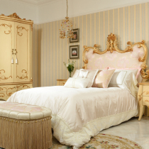 European luxury villa bedroom furniture custom French solid wood carving double bed large apartment master bed wedding bed