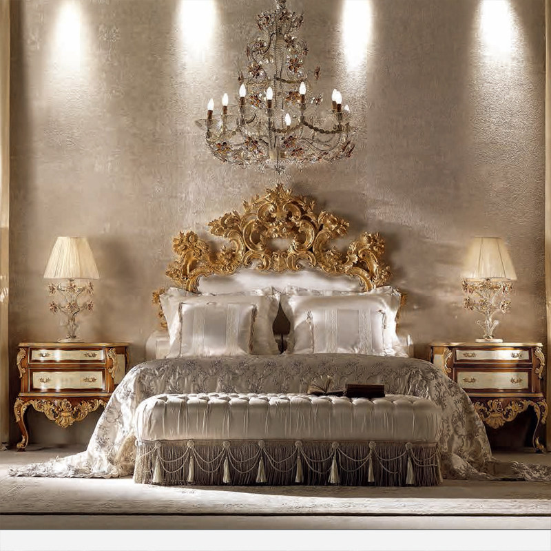 Ostyle Bed Solid Wood Bed Master Bedroom Upscale Sculpture Large Bed double 1 8 m 2 m Wedding bed Fab-style bed luxurious palace