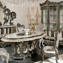 Eurostyle solid wood dining table and chairs combined carved dining table and chairs suit 6 people with dining table rectangular dining table custom furniture