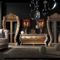 European luxury TV cabinet French Villa furniture living room TV cabinet wine cabinet combination court double door decoration cabinet