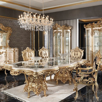 Eurostyle solid wood carved dining table Home Dining Table Style Lavish Dining Table And Chairs Combined Villa Restaurant Furniture Custom