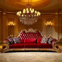 Italian style high grade solid wood carving sofa 123 combination European style villa luxury First layer leather living room custom sofa